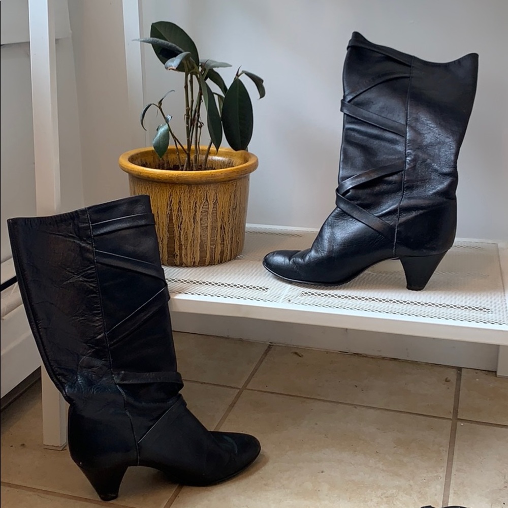 Vintage black leather boots